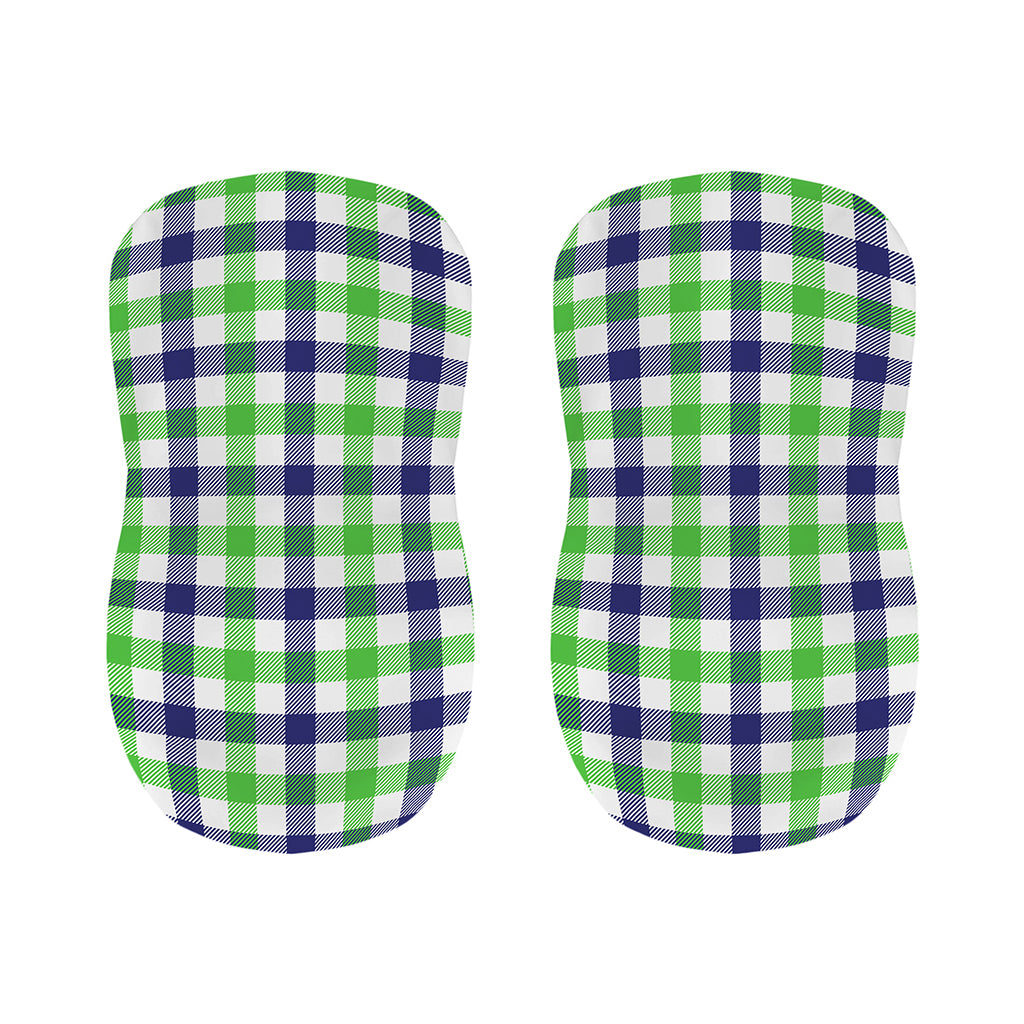 White Navy And Green Plaid Print Bar Stool Covers