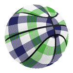 White Navy And Green Plaid Print Basketball