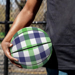 White Navy And Green Plaid Print Basketball