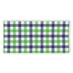 White Navy And Green Plaid Print Beach Towel