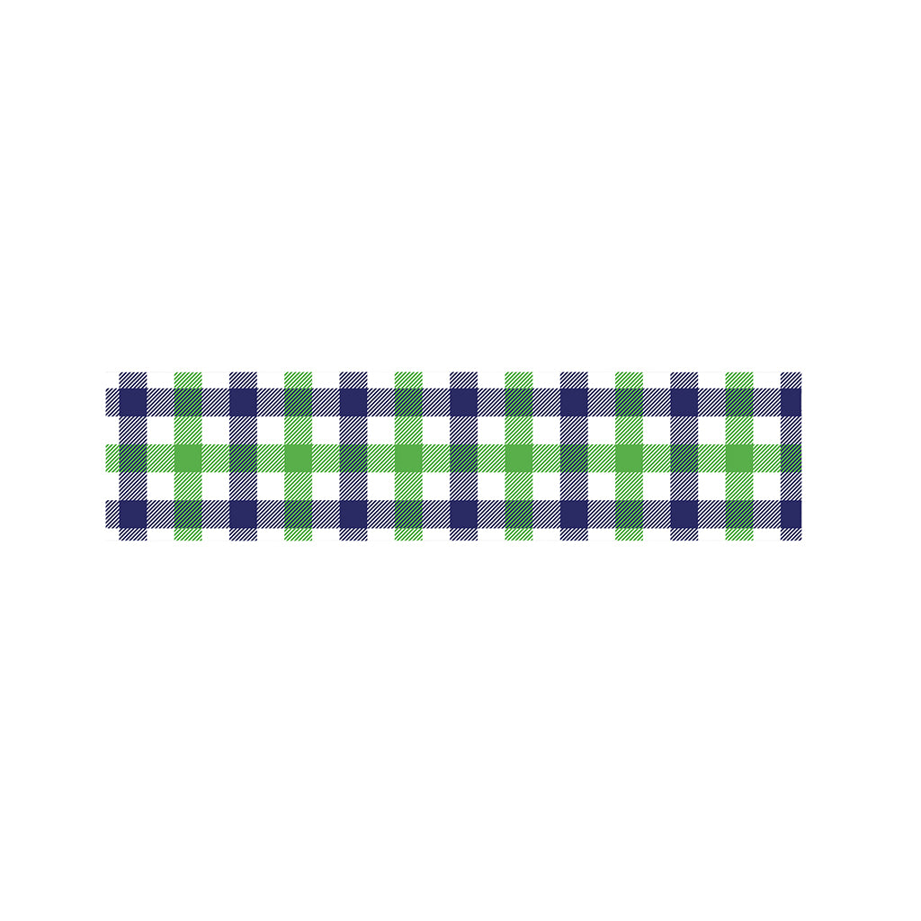 White Navy And Green Plaid Print Bed Runner