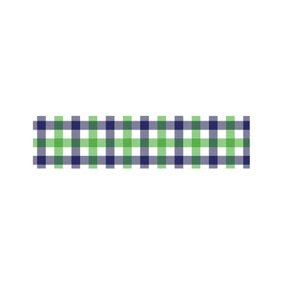 White Navy And Green Plaid Print Bed Runner