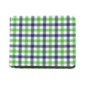 White Navy And Green Plaid Print Bifold Wallet