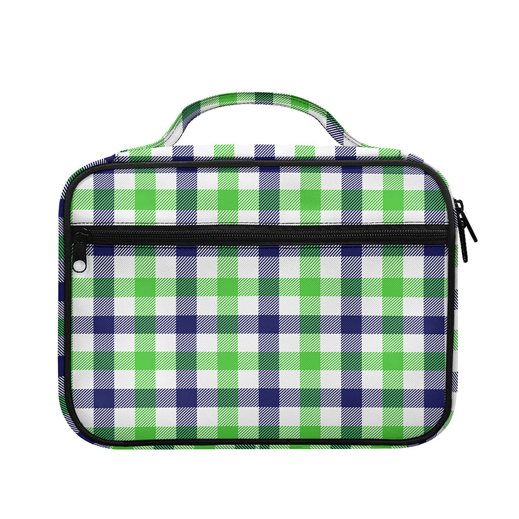 White Navy And Green Plaid Print Briefcase Bible Bag