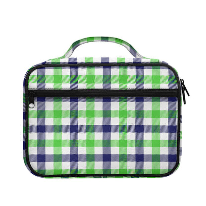 White Navy And Green Plaid Print Briefcase Bible Bag