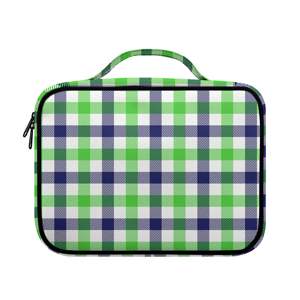 White Navy And Green Plaid Print Briefcase Bible Bag