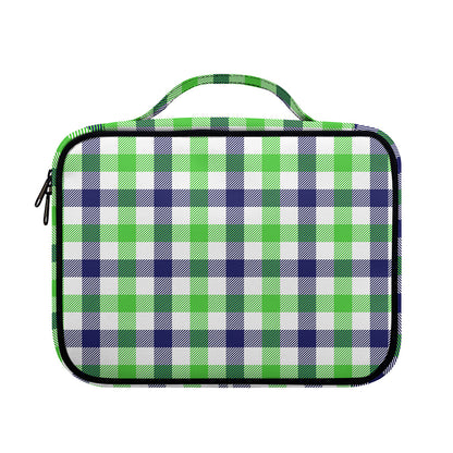 White Navy And Green Plaid Print Briefcase Bible Bag