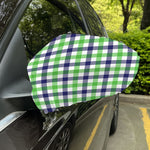 White Navy And Green Plaid Print Car Side Mirror Covers