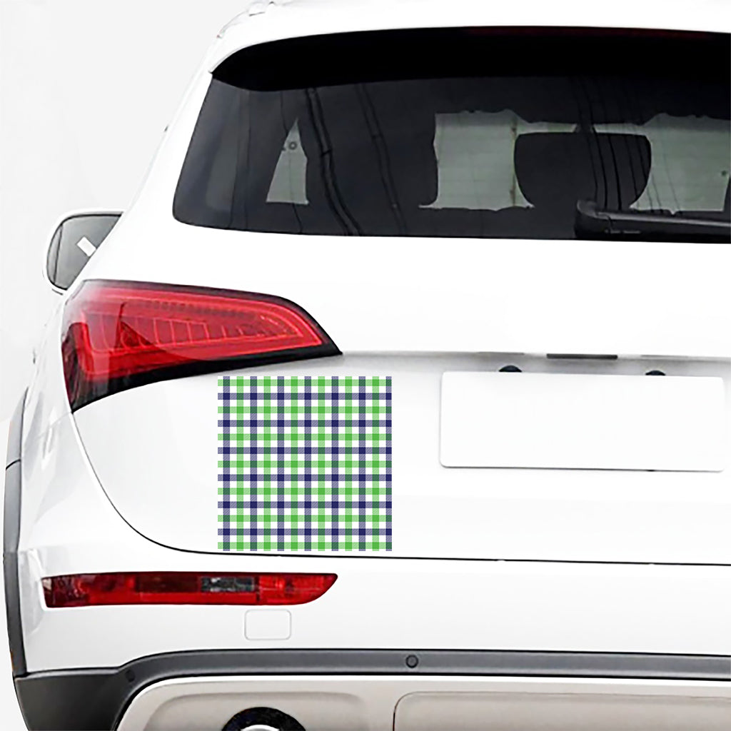 White Navy And Green Plaid Print Car Sticker
