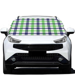 White Navy And Green Plaid Print Car Windshield Snow Cover