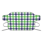 White Navy And Green Plaid Print Car Windshield Snow Cover