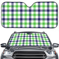 White Navy And Green Plaid Print Car Windshield Sun Shade