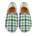 White Navy And Green Plaid Print Casual Shoes