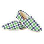 White Navy And Green Plaid Print Casual Shoes