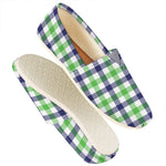 White Navy And Green Plaid Print Casual Shoes