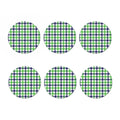 White Navy And Green Plaid Print Coaster Set