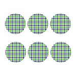 White Navy And Green Plaid Print Coaster Set