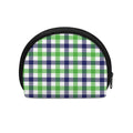 White Navy And Green Plaid Print Coin Purse