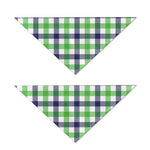 White Navy And Green Plaid Print Dog Bandana
