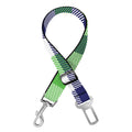 White Navy And Green Plaid Print Dog Seat Belt