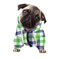 White Navy And Green Plaid Print Dog Zip Up Hoodie