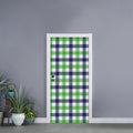 White Navy And Green Plaid Print Door Sticker