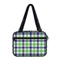 White Navy And Green Plaid Print Double Strap Bible Bag