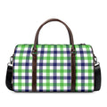 White Navy And Green Plaid Print Duffel Bag