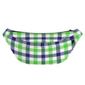 White Navy And Green Plaid Print Fanny Pack