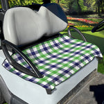 White Navy And Green Plaid Print Golf Cart Seat Cover
