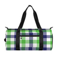 White Navy And Green Plaid Print Gym Bag