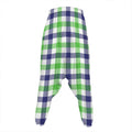 White Navy And Green Plaid Print Hammer Pants