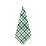 White Navy And Green Plaid Print Hand Towel