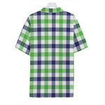 White Navy And Green Plaid Print Hawaiian Shirt