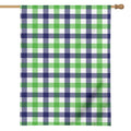 White Navy And Green Plaid Print House Flag