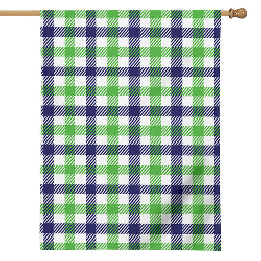 White Navy And Green Plaid Print House Flag