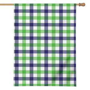 White Navy And Green Plaid Print House Flag