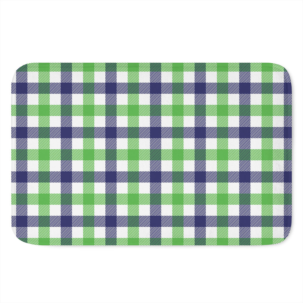 White Navy And Green Plaid Print Indoor Door Mat