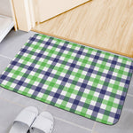 White Navy And Green Plaid Print Indoor Door Mat