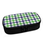 White Navy And Green Plaid Print Insulin Cooler Travel Case