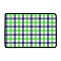 White Navy And Green Plaid Print Kitchen Mat