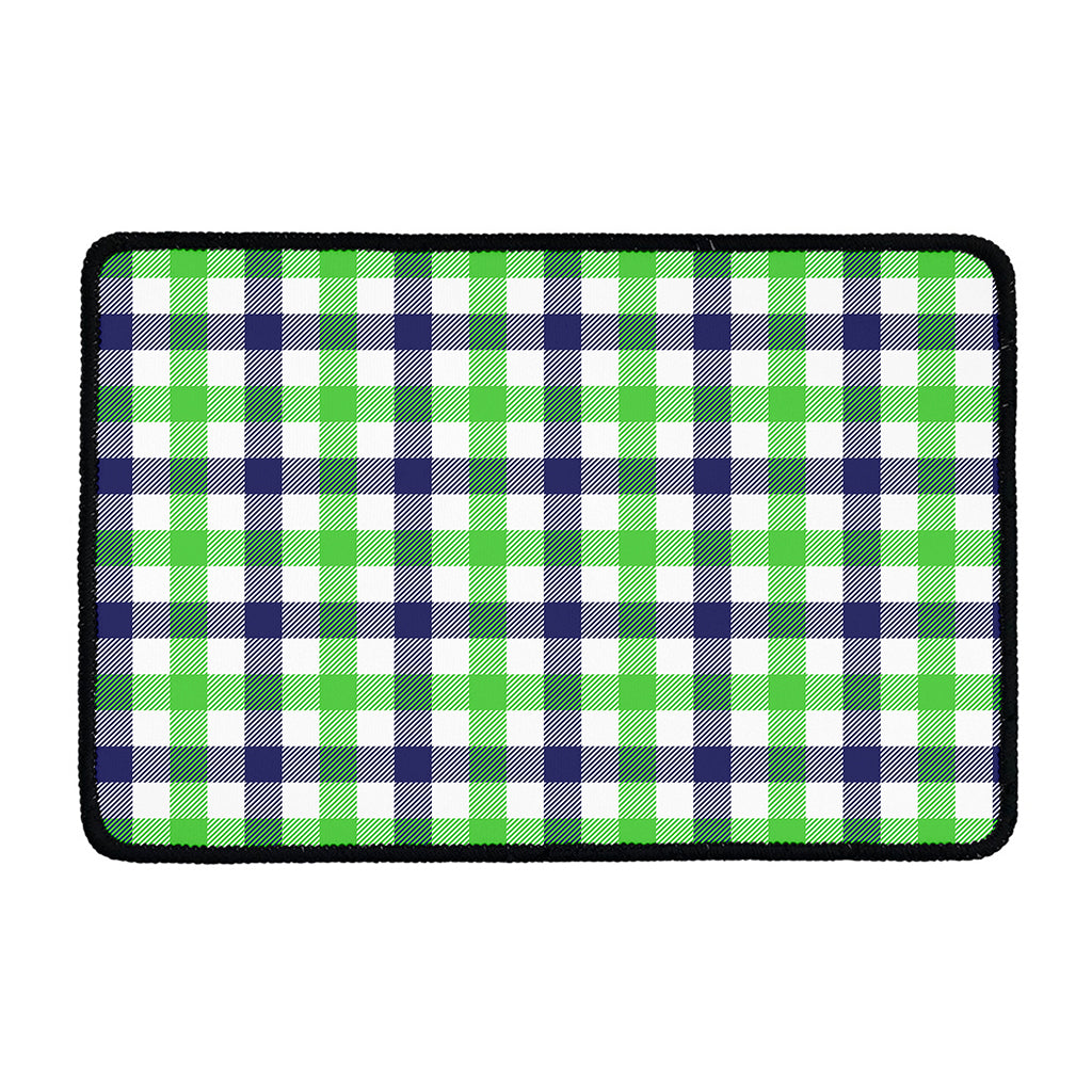 White Navy And Green Plaid Print Kitchen Mat