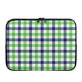 White Navy And Green Plaid Print Laptop Sleeve
