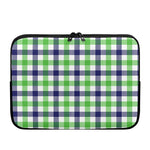 White Navy And Green Plaid Print Laptop Sleeve