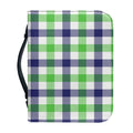 White Navy And Green Plaid Print Leather Bible Cover