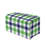 White Navy And Green Plaid Print Leather Tissue Box Cover