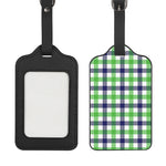 White Navy And Green Plaid Print Luggage Tag