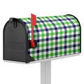 White Navy And Green Plaid Print Mailbox Cover