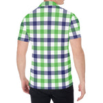 White Navy And Green Plaid Print Men's Shirt