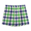 White Navy And Green Plaid Print Mesh Shorts